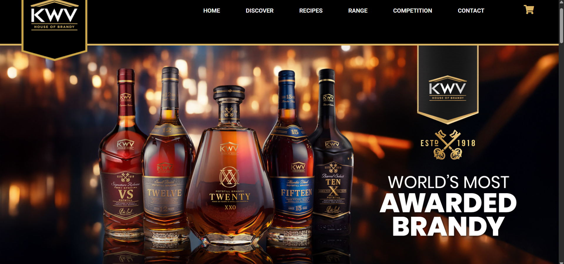 KWV Brandy website home page